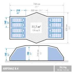 Quechua 8 Man Tent With Poles - Arpenaz 8.4 -Regatta Camp Store k0c8c5e8db9192f48d5c87867ef6565fc